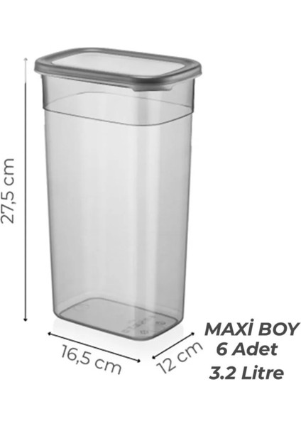6'lı Gri Dikdörtgen Saklama Kabı Seti 3200ML, Çay ve Şeker Için Ideal fiyatları