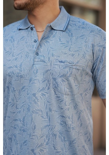 Erkek Yakalı Jakar Baskılı Kısa Kollu T-Shirt modelleri