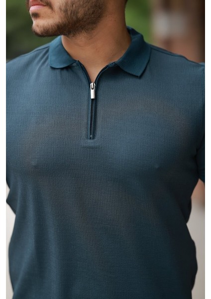 Erkek Fermuarlı Yaka Kısa Kollu Tişört modelleri