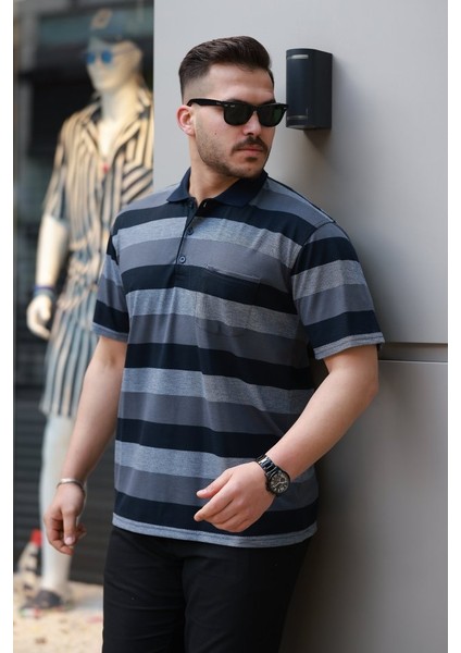 Erkek Yakalı Çok Renkli Kısa Kollu T-Shirt