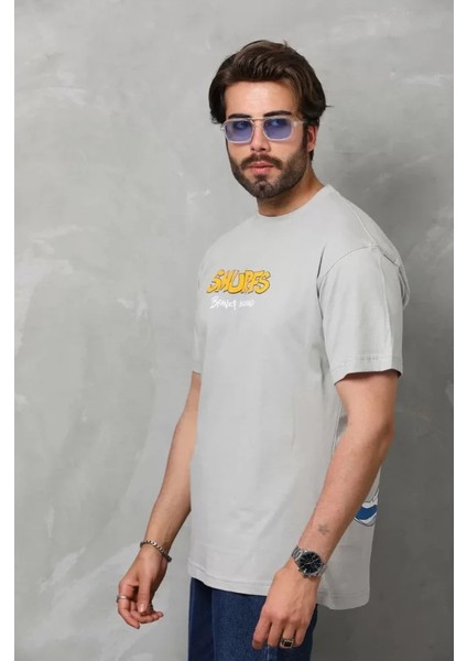 Unisex Basic Bisiklet Yaka Oversize T-Shirt - Gri fiyatları