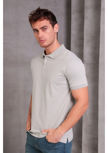 Erkek Slim Fit Pamuklu Yumuşak Doku Nefes Alan Kumaş Yakalı Tişört fırsatları