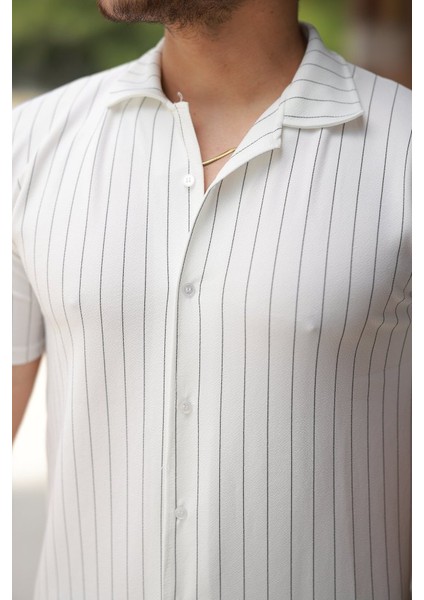 Erkek Kısa Kollu Çizgili Gömlek modelleri