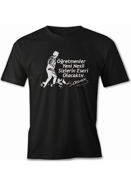 24 Kasım Öğretmenler Baskılı T-Shirt - Siyah