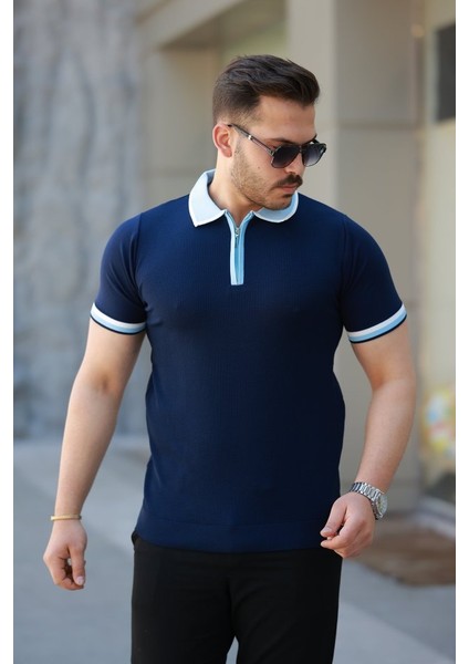 Erkek Renkli Yaka Kısa Kollu Tişört