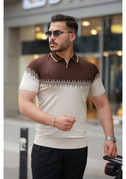 Erkek Hemşire Yaka Çift Renk Kısa Kollu Tişört