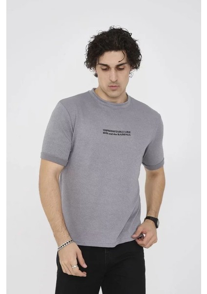 Unisex Bisiklet Yaka Slim Fit T-Shirt- Gri fiyatları