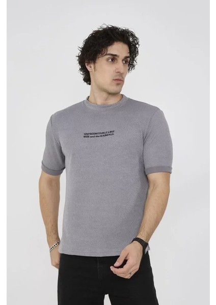 Unisex Bisiklet Yaka Slim Fit T-Shirt- Gri modelleri