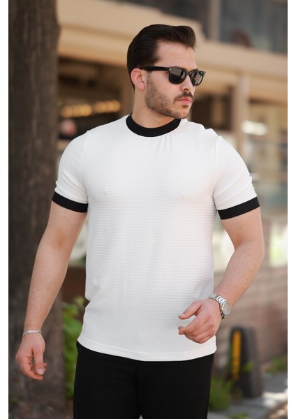 Erkek Bisiklet Yaka Örme Pamuklu Kumaş Kısa Kollu T-Shirt