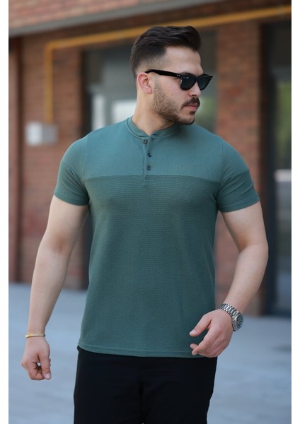 Erkek Hakim Yakalı Kısa Kollu Pamuklu T-Shirt