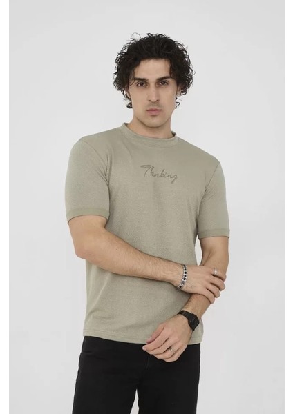 Unisex Bisiklet Yaka Slim Fit T-Shirt- Açık Yeşil modelleri