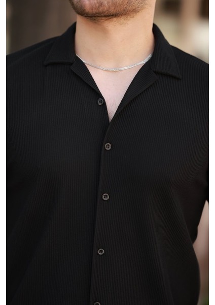 Erkek Ottoman Kumaş Apaj Yaka Kısa Kollu Gömlek modelleri