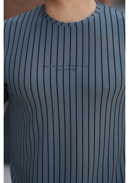 Erkek Dikey Çizgili Ottoman Kumaş Kısa Kollu T-Shirt modelleri