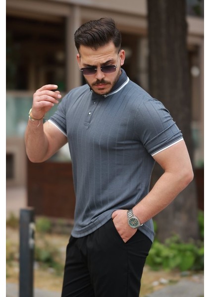 Erkek Düğme Yakalı Jakar Kumaş Kısa Kollu Tişört fiyatları
