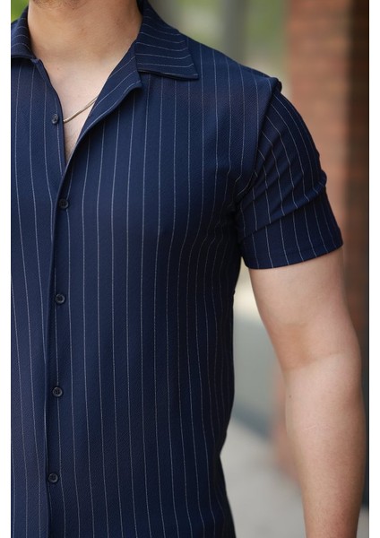 Erkek Kısa Kollu Çizgili Gömlek modelleri