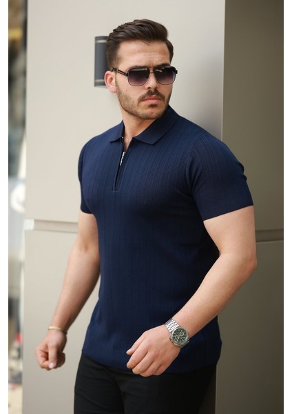 Erkek Fermuar Yakalı Kısa Kollu Tişört fiyatları