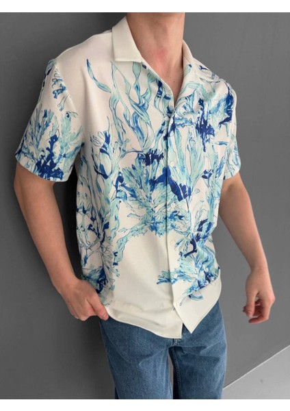 Iki Iplik Kumaş Baskılı Gömlek - Beyaz fiyatları