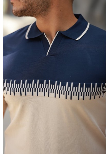 Erkek Hemşire Yaka Çift Renk Kısa Kollu Tişört modelleri