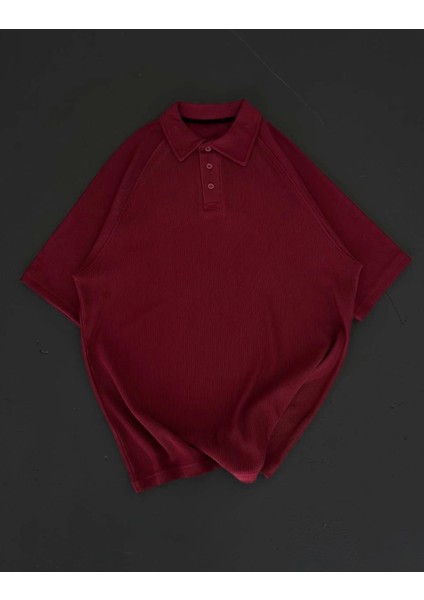Yakalı Patlı Kısa Kol T-Shirt - Bordo fiyatları