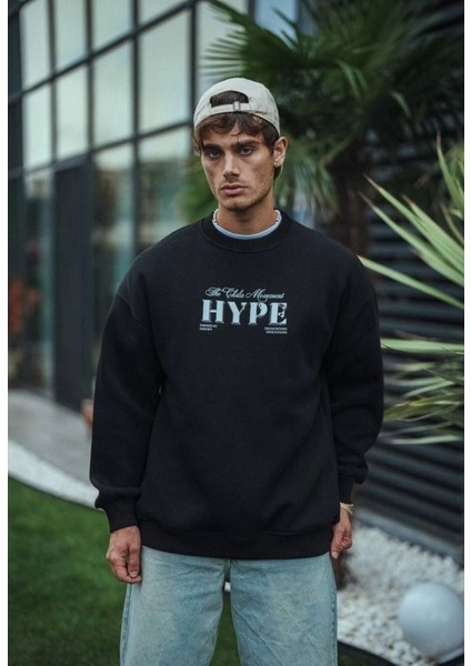 Üç Iplik Bisiklet Yaka Baskılı Sweatshirt - Siyah fiyatları