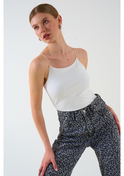 Askısı Lastikli Atlet - Ekru