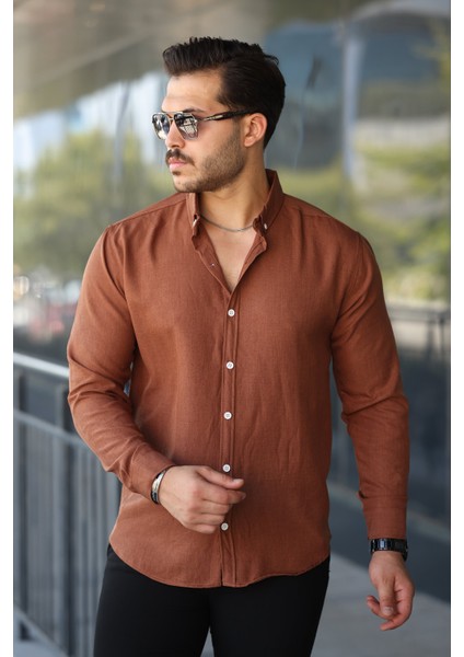 Erkek Uzun Kollu Regular Sofya Keten Gömlek