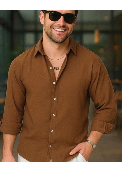 Erkek Uzun Kollu Regular Sofya Keten Gömlek modelleri