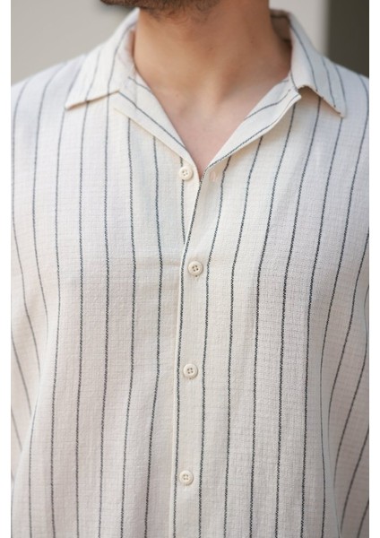 Erkek Çizgili Keten Gömlek modelleri