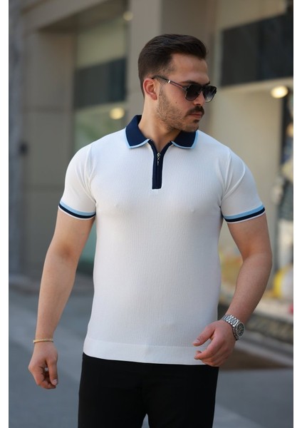 Erkek Renkli Yaka Kısa Kollu Tişört