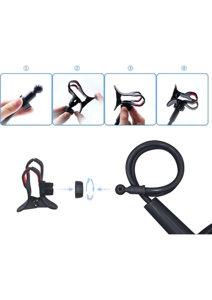 Portatif Siyah Akrobat Telefon Tutucu, Hareketli ve Güvenli Kullanım Sağlar