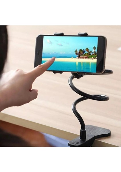 Siyah Akrobat Telefon Tutucu, Oynar Başlıklı, Klipsli, Araç ve Masa Kenarı Kullanım Için modelleri