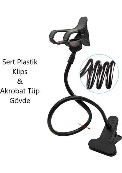 Siyah Akrobat Telefon Tutucu, Oynar Başlıklı, Klipsli, Araç ve Masa Kenarı Kullanım Için indirimleri