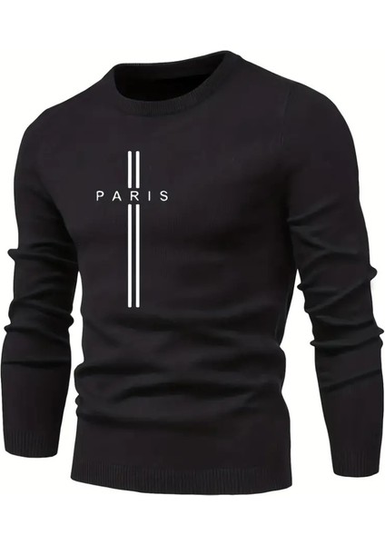 Erkek Uzun Kollu Bisiklet Yaka Yazı Detaylı Iki Iplik Bluz fırsatları