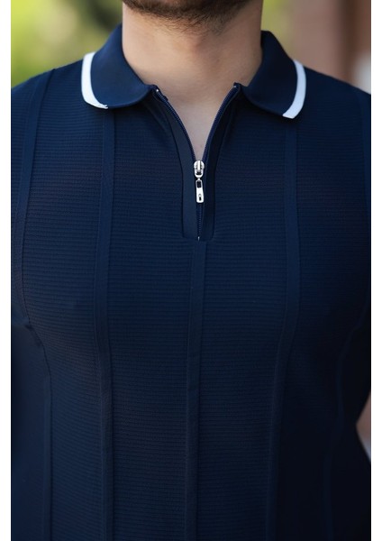 Erkek Yakalı Fermuarlı Kısa Kollu T-Shirt modelleri