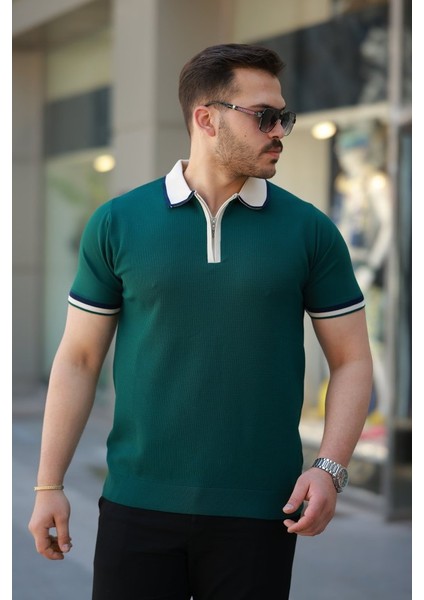 Erkek Renkli Yaka Kısa Kollu Tişört