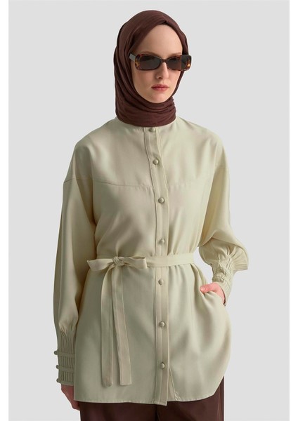 Nervürlü Oversize Tunik 25KD9013 Bej modelleri