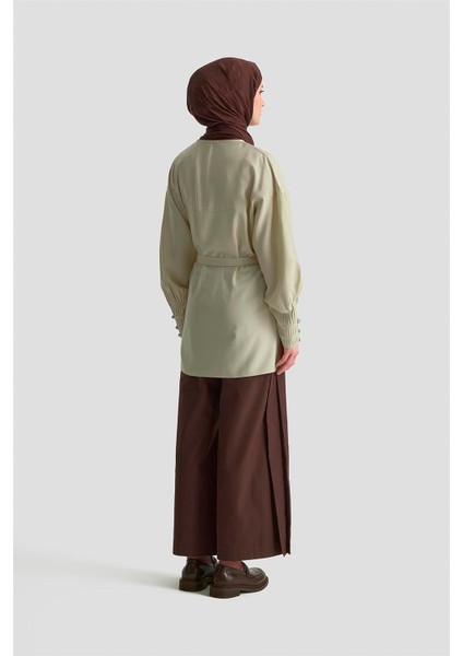 Nervürlü Oversize Tunik 25KD9013 Bej indirimleri