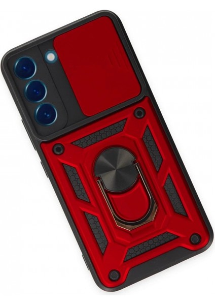 Samsung Galaxy S23 Kılıf Pars Lens Yüzüklü Silikon - Kırmızı modelleri