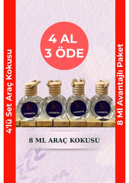 4 Al 3 Öde Araç Kokusu - Mini Mekan Kokusu – Lavanta 8 ml