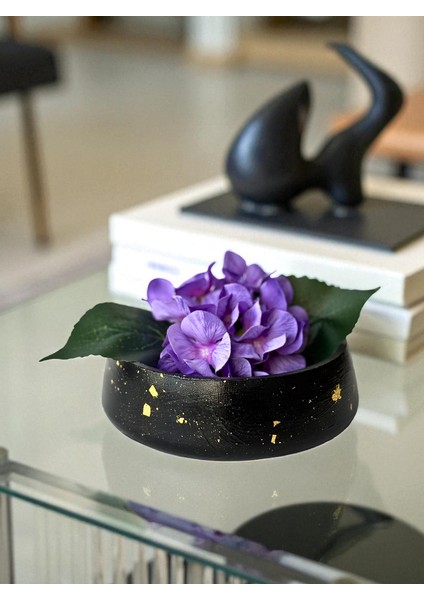 18 cm Dekoratif Kase ve Yapay Ortanca Çiçek Seti, Takı Tabağı, Anahtarlık, Modern Organizer