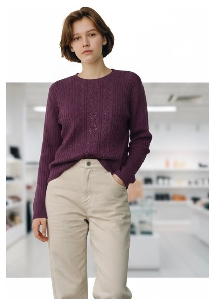 Kadın Önü Taşlı Kendinden Desenli Sıfır Yaka Bluz fiyatları