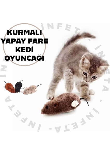 Kurmalı Peluş Fare Kedi Oyuncağı Hareketli Kedi Oyuncağı