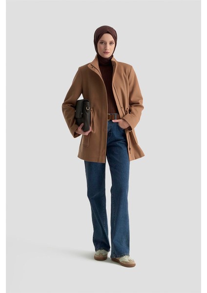 Beli Bağcıklı Kısa Kaban 24KH7528 Camel