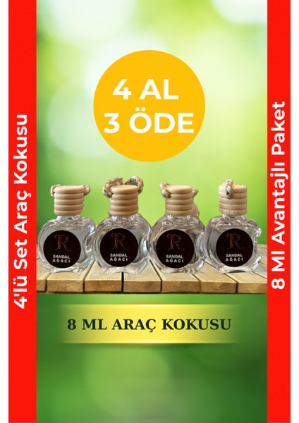 4 Al 3 Öde Araç Kokusu - Mini Mekan Kokusu – Sandal Ağacı 8 ml