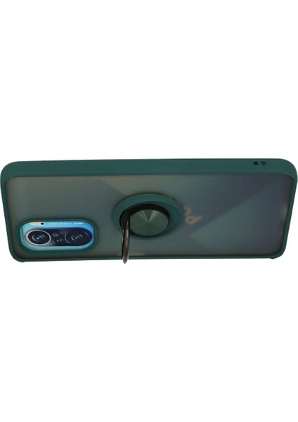 Xiaomi Redmi K40 Kılıf Montreal Yüzüklü Silikon Kapak - Yeşil modelleri