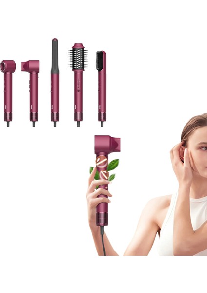 5 Başlıklı Hava Üflemeli Saç Şekillendirici Saç Düzleştirme-Saç Kurutma-Maşa Seti fırsatları