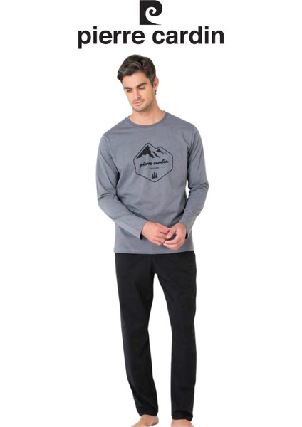 Erkek Gri %100 Pamuklu Uzun Kol Pijama Takımı 1 Çift Çorap Hediye fiyatları