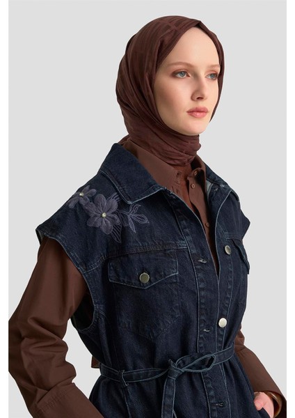 Nakışlı Denim Yelek 25KD1009 Lacivert fiyatları