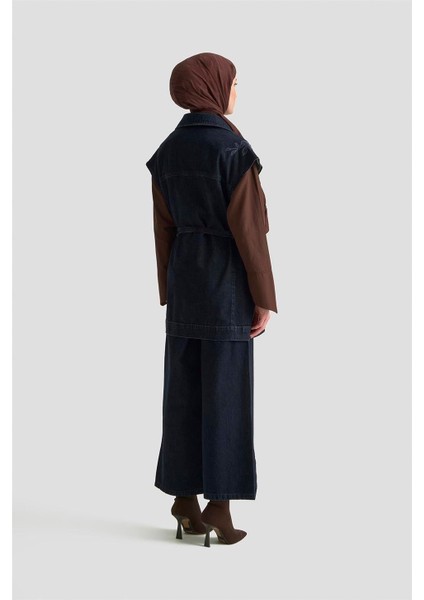 Nakışlı Denim Yelek 25KD1009 Lacivert indirimleri