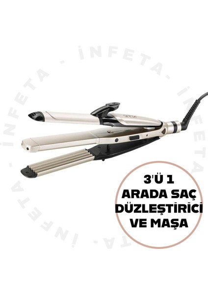 3 Fonksiyonlu Saç Şekillendirici- Saç Düzleştirici ve Maşa Makinesi